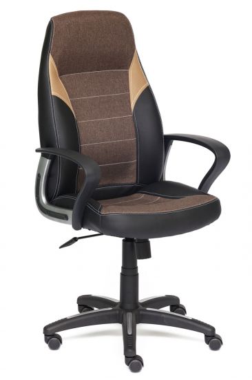 Кресло INTER кож-зам-ткань, черный-коричневый-бронзовый, 36-6-3М7-147-21