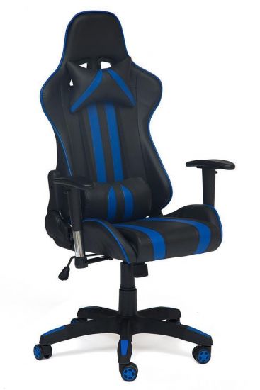Кресло iCar кож-зам, черный-синий