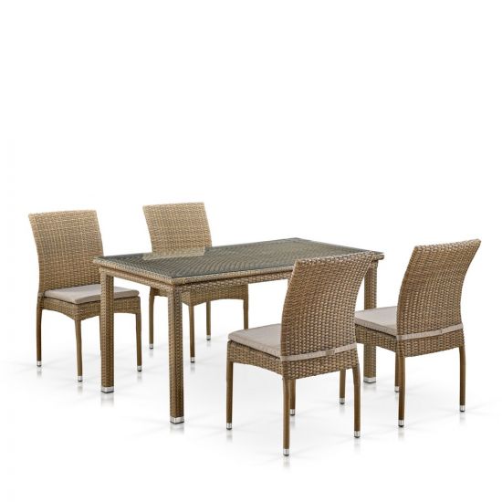 Комплект плетеной мебели T256B-Y380B-W65 Light Brown (4+1)