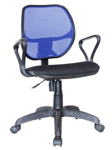 Компьютерное кресло Марс спинка сетка синяя- сиденье В-14 черный