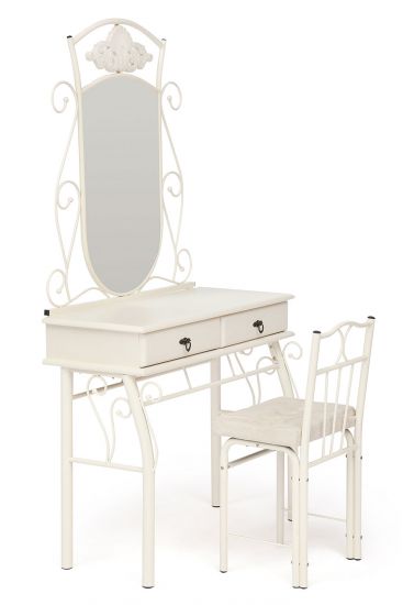 Столик туалетный CANZONA (столик-зеркало + стул) 95х46х162см, white (белый)