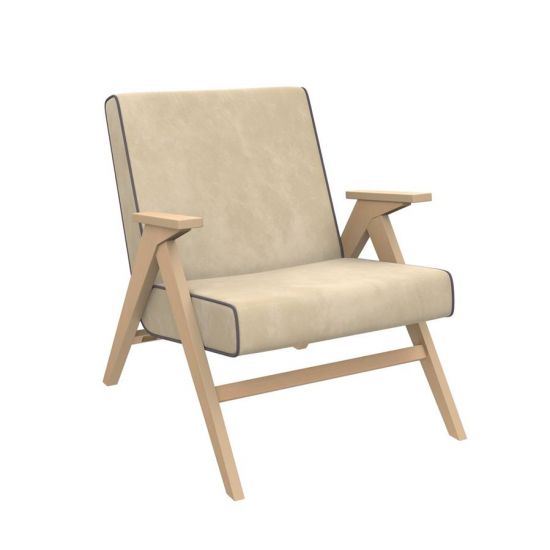 Кресло для отдыха Вест (Натуральное дерево-ткань Verona Vanilla-кант Verona Antrazite Grey)